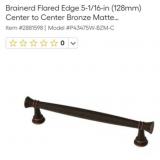 (5) Brainerd Flared Edge Bronze Matte Drawer Pulls