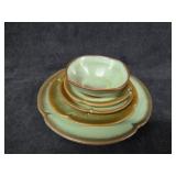 Place Setting of Frankoma Pottery Prarie Green