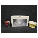 NIB Crystal Clock, Vintage Dish, Hyacinth Grow Kit