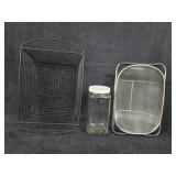 Strainer, Metal Basket & Glass Storage Jar