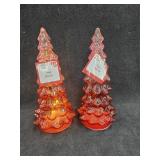 (2) Glass Light Up Trees
