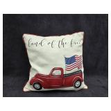 NWOT Land Of The Free Little Red Truck Pillow