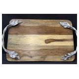 Pier1 Wood Serving Platter Leafe Handles