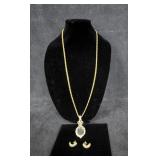 Long Magnifying Glass Necklas & Earrings