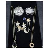 (2) Necklaces, (1) Pr Clip On Earrings, (4)