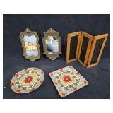 (2) Small Vintage Mirrors, Mini Room Divider,