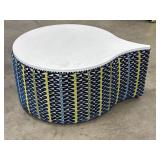Green & Blue Ottoman With White Base