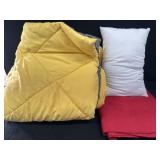 Reversible Comforter, Pillow & Red Table Cover