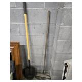 Metal Rake, Square Shovel, Regular Rake & Round