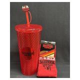 STRANGER THINGS RED STUDDED TUMBLER& SOKCS