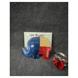 USA Flag Elephant Pin Brooch & Ring Pin