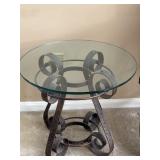 GLASS TOP TABLE IRON BASE