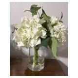 White Faux Flowers With Vase For Decor