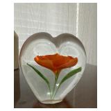 Orange Rose In Glass Heart Shaped