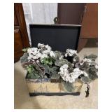 Box With Artificial Flowers For Decor
