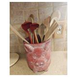 Ceramic Pig Utensil Holder
