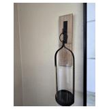 22" Glass & Metal & Wood Wall Sconce