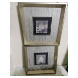 Framed Silver & Floral Wall Art