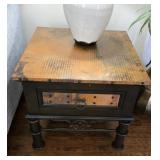 Beautiful Wooden w/Hammered Copper Top End Table