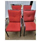 (4) Red Outdoor Chairs & Cushions