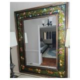 Large Mirror with Bird & Vines Painted
