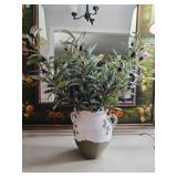 Ceramic Vase with Faux Olive Branches