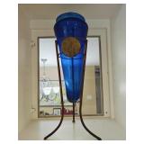 Blue Glass Vase on Stand 22"