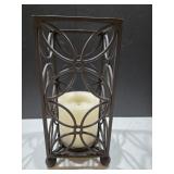 Heavy 12" Footed Candle Holder w/Candle