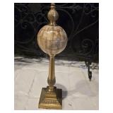 Table Top Brass Pedestal Globe Decor 16.5