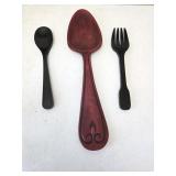 Large Wooden Spoon, Wooden Fork & Spoon