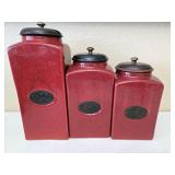 3 Heavy Duty Canisters w/Flour. Sugar & Coffee