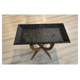 Small Wooden Stand w/Metal Tray