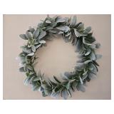 20" Diameter Faux Lambs Ear Wreath