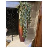 28" Glass Vase w/Faux Plant
