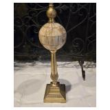Table Top Brass Pedestal Globe Decor 16.5