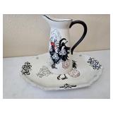 Jennifer Brinley Rooster Pitcher & Platter