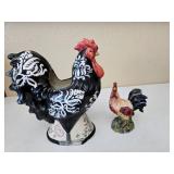 Jennifer Brinley Ceramic Rooster & Smaller Rooster