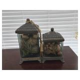 2 Heavy Glass Metal Containers w/Potpourri