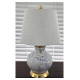 20" Blue & White Glass Lamp