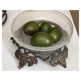 Vintage Glass Bowl with Grapes Stand