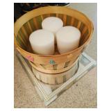Candles, Basket, Mirror Tray