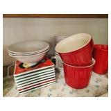 Christmas Plates & Red Mugs
