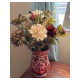 Red and Gold Vase with Flowers