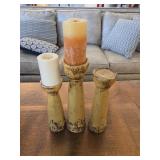 (3) Heavy Glass Candle Holders