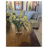 Glass Vase w/Faux Orchids