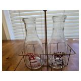 Metal Basket w/2 Milk Bottles