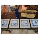 Wall Art, Vase and wicker basket