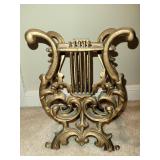 Vintage Retro Cast Iron Lyre Harp Gold Music Rack Vintage Retro Cast Iron Lyre Harp Gold Music Rack