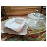 Glass Cake Pedestal & Melamine Trays Glass Cake Pedestal & Melamine Trays