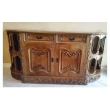 Wooden Credenza w/Carved Floral Accents Wooden Credenza w/Carved Floral Accents